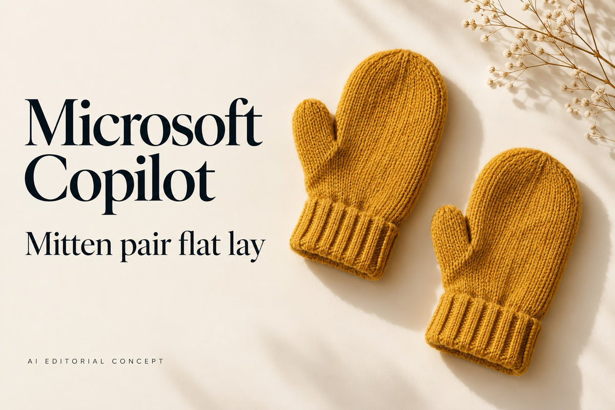 Microsoft Copilot — Mitten pair flat lay — IA-generated editorial concept
