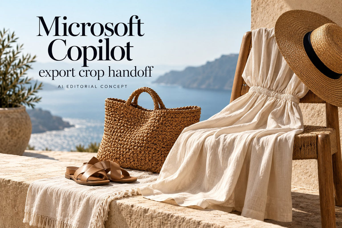 Microsoft Copilot — export crop handoff — KI-generated editorial concept