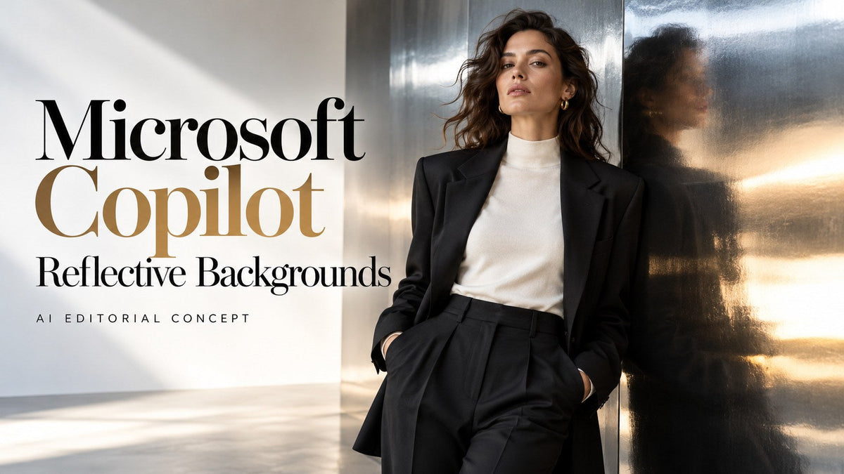 Microsoft Copilot — Reflective Backgrounds — AI-generated editorial concept