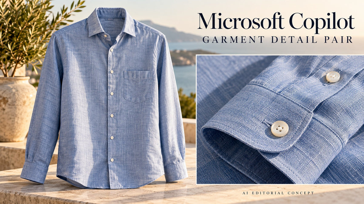 Microsoft Copilot garment detail pair — AI-generated editorial fashion concept