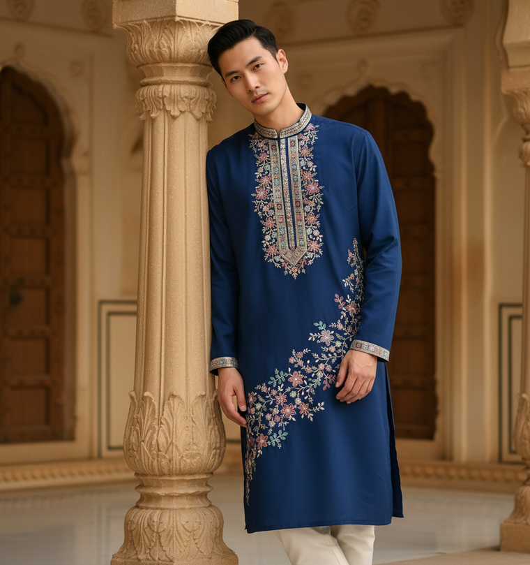 Navy Blue Kurta Pajama Set Trend for Men: Reception & Festive Guide