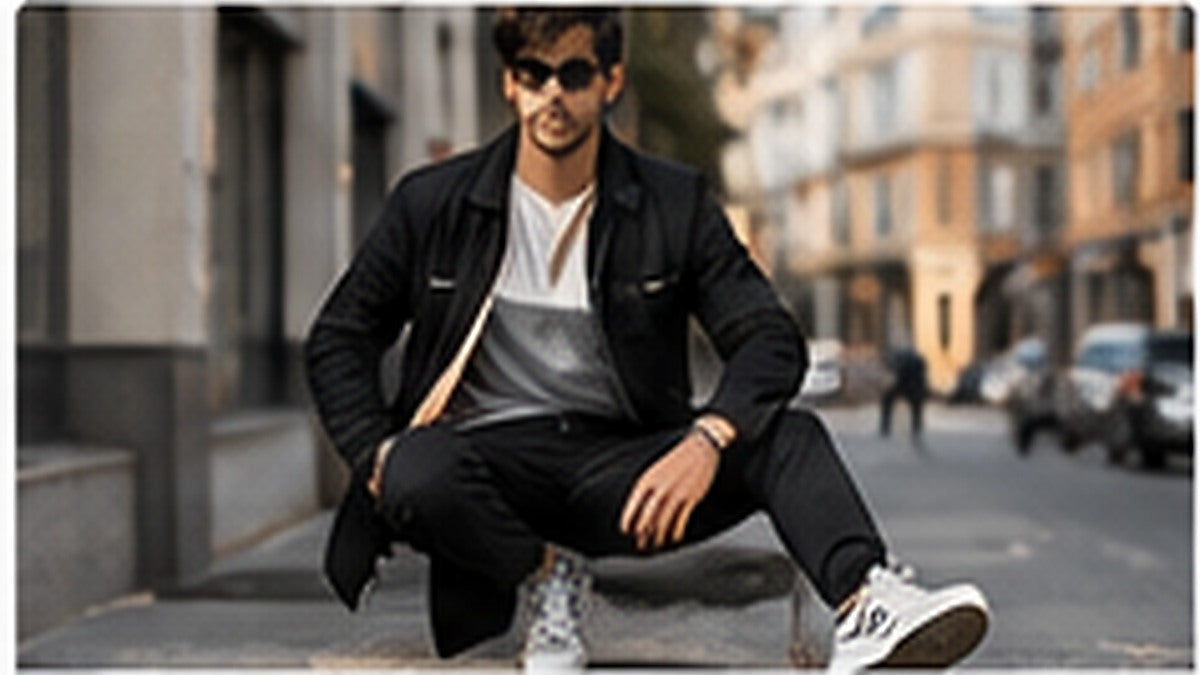 AI-generated editorial illustration for men’s streetwear design prompt ideas