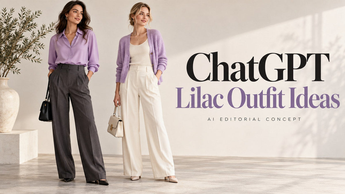 ChatGPT — Lilac Outfit Ideas; AI-generated fictional fashion editorial concept