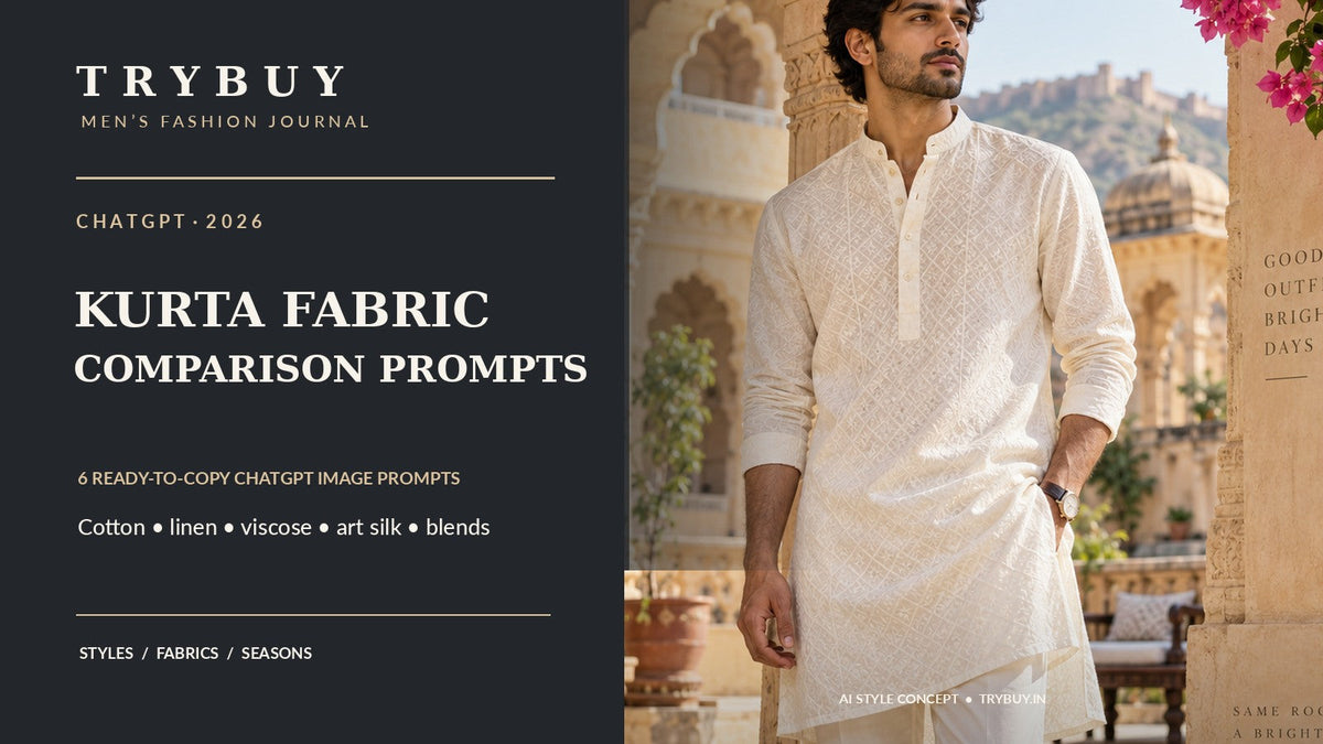 ChatGPT Kurta Fabric Comparison Prompts: Cotton, Linen, Rayon & Silk — TryBuy kurta style concept