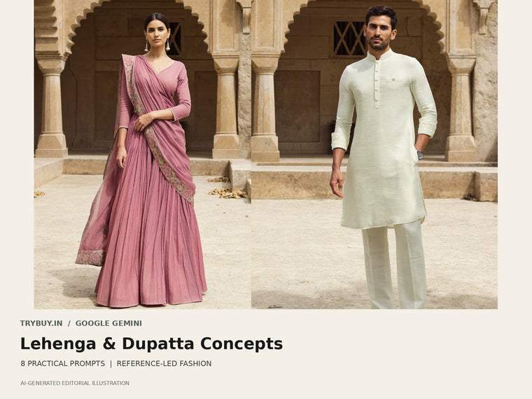 Google Gemini Lehenga and Dupatta Prompts for Coordinated Outfit Concepts