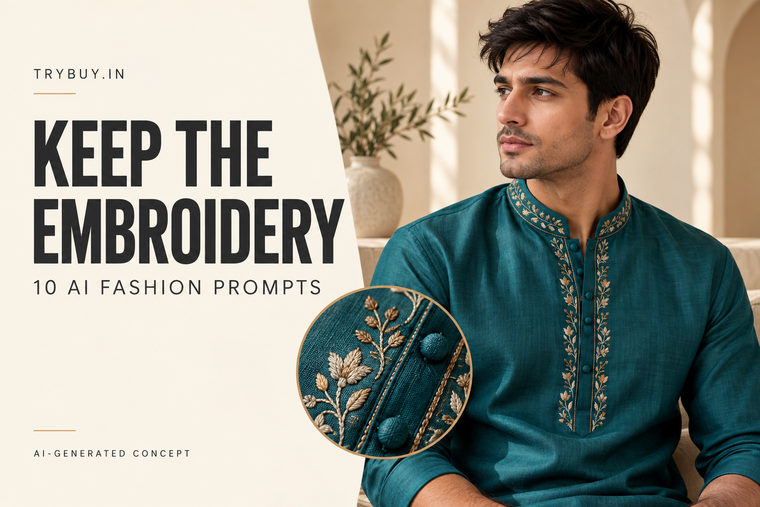 10 AI Embroidery Placehombret Preservation Prompts for kurtas and camisas