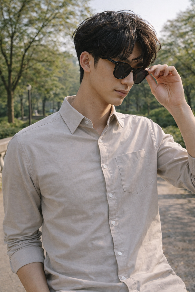 Men's Cream Slim Fit Casual Shirt 10