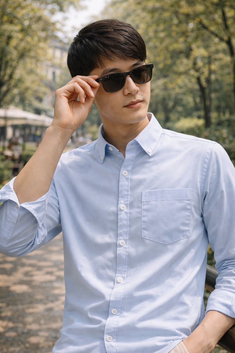 Men's Sky Blue Slim Fit Casual Shirt 7