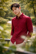 Men's Red Slim Fit Casual Shirt