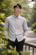 Men's Light Grey Slim Fit Casual Shirt