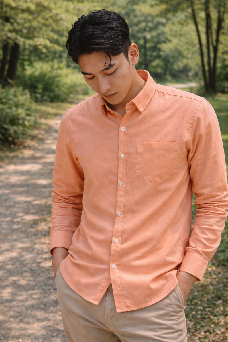 Men's Peach Slim Fit Casual Shirt 5
