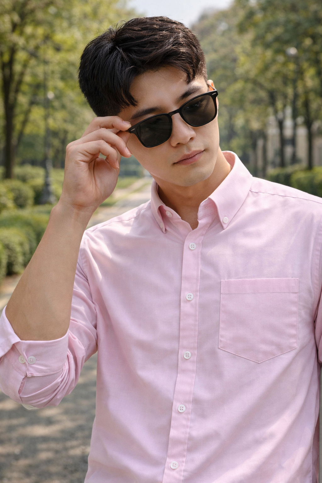 Men's Light Pink Slim Fit Casual Shirt