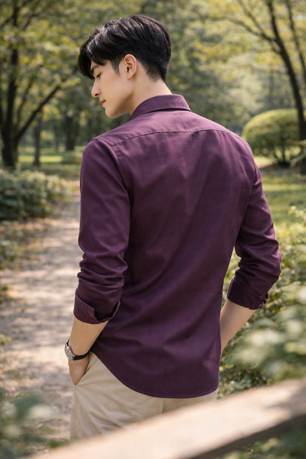Men's Plum Slim Fit Casual Shirt
