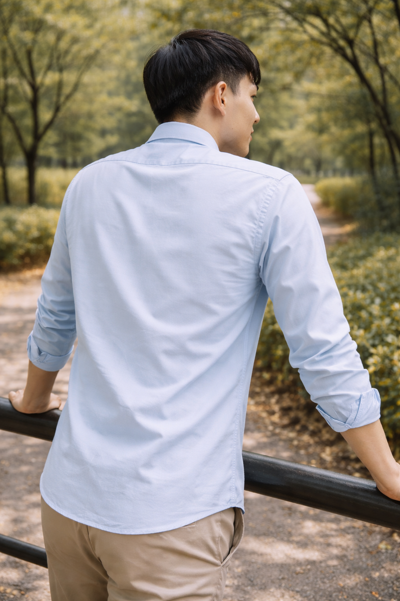 Men's Sky Blue Slim Fit Casual Shirt 8