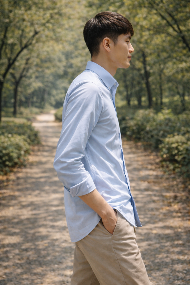 Men's Sky Blue Slim Fit Casual Shirt 9
