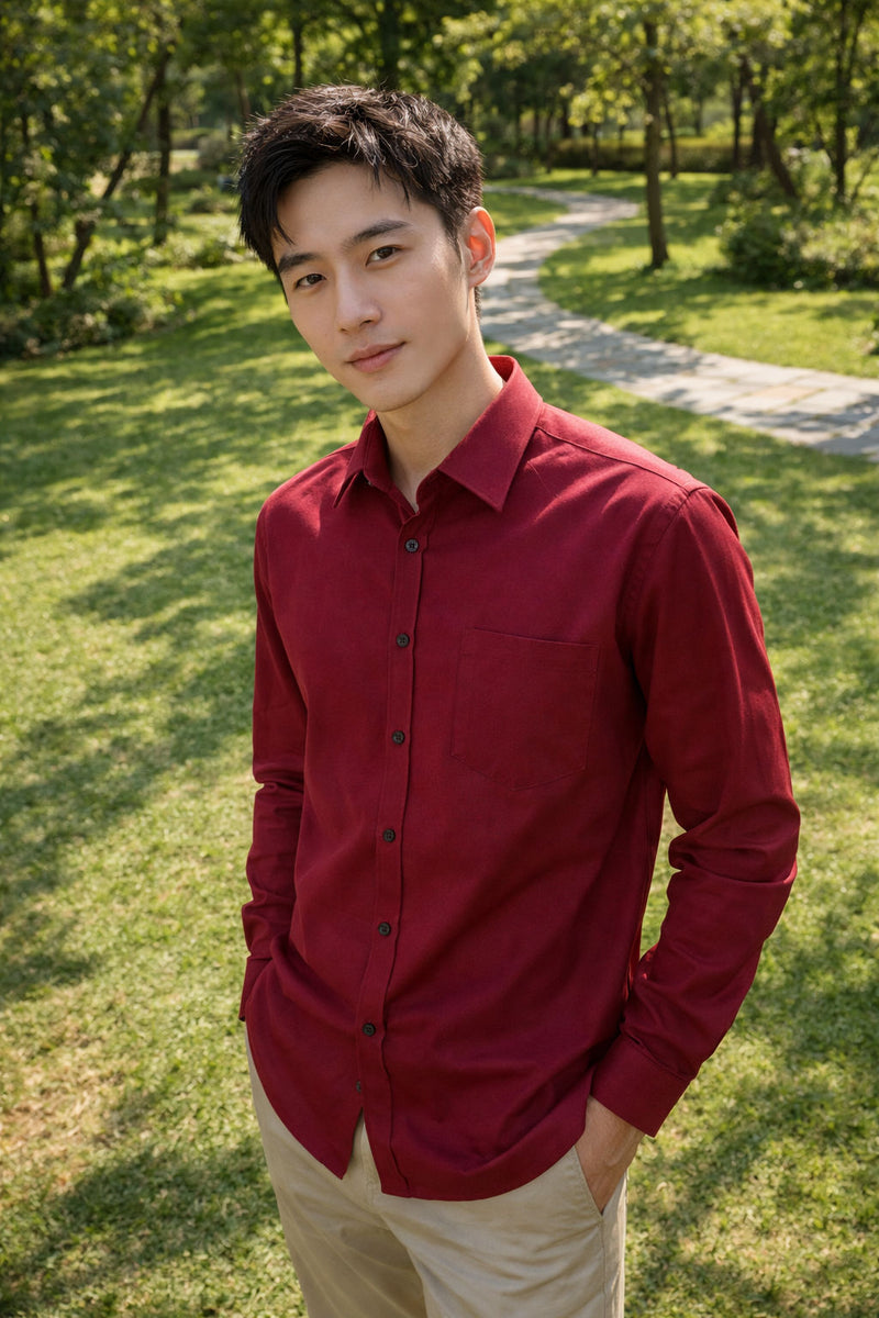 Men's Red Slim Fit Casual Shirt 4