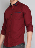 Deep Maroon Cotton Shirt for Men