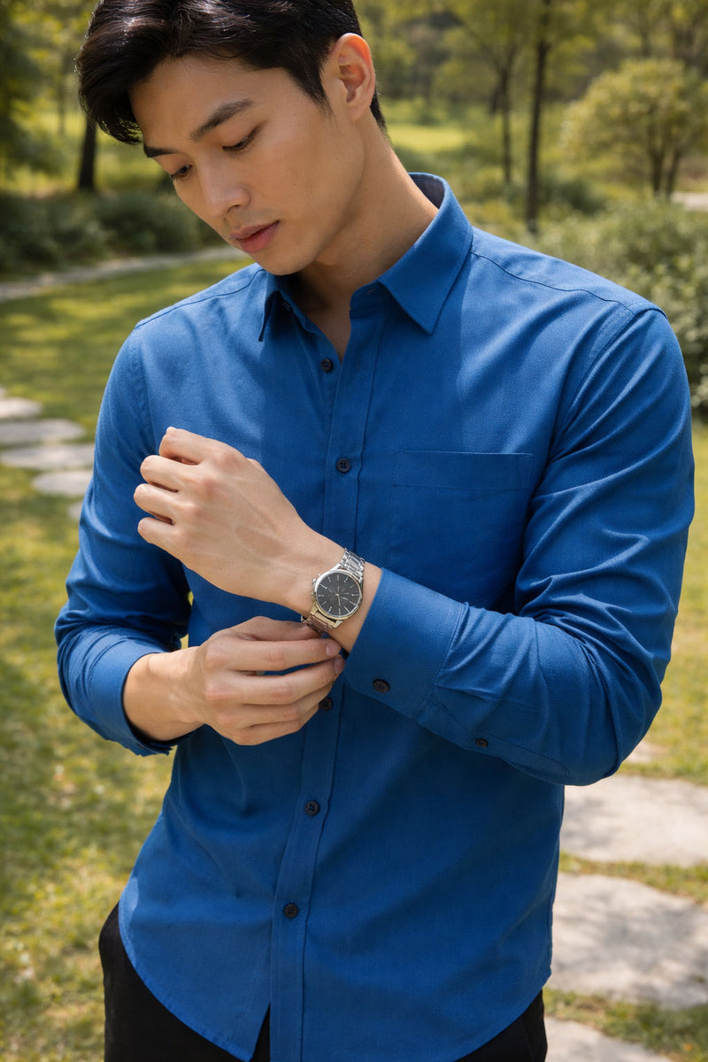 Men's Royal Blue Slim Fit Casual Shirt 2
