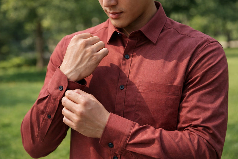 Men's Burnt Red Slim Fit Casual Shirt 5