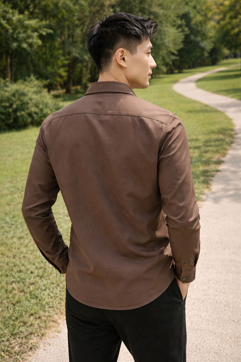 Mens Brown Slim Fit Casual Shirt 5