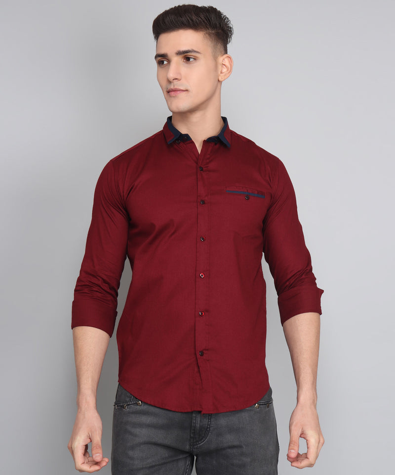 Deep Maroon Cotton Shirt for Men 2