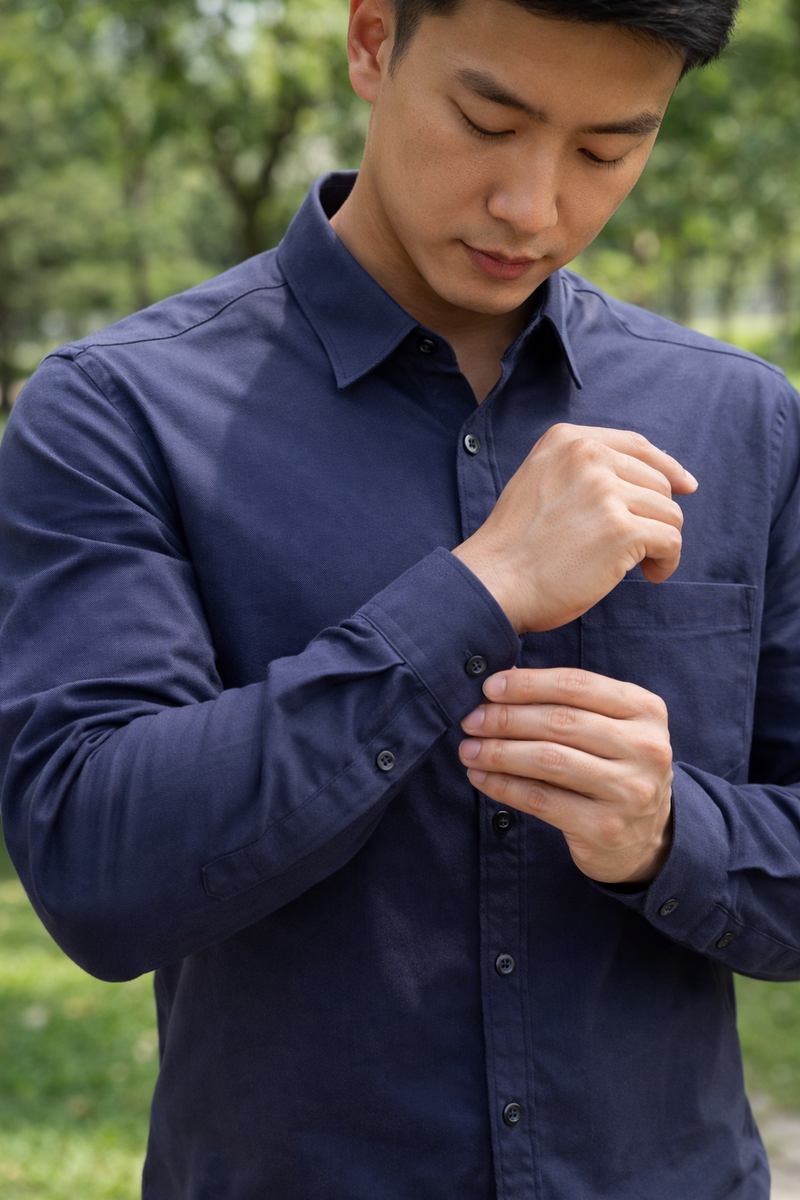 Men's Dark Blue Slim Fit Casual Shirt 6