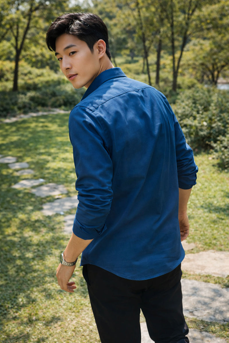 Men's Royal Blue Slim Fit Casual Shirt 4