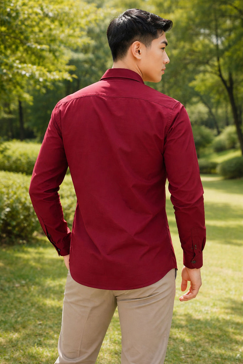 Men's Red Slim Fit Casual Shirt 7