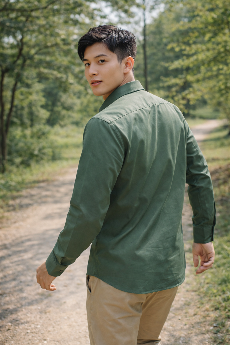 Men's Dusty Green Slim Fit Casual Shirt 3