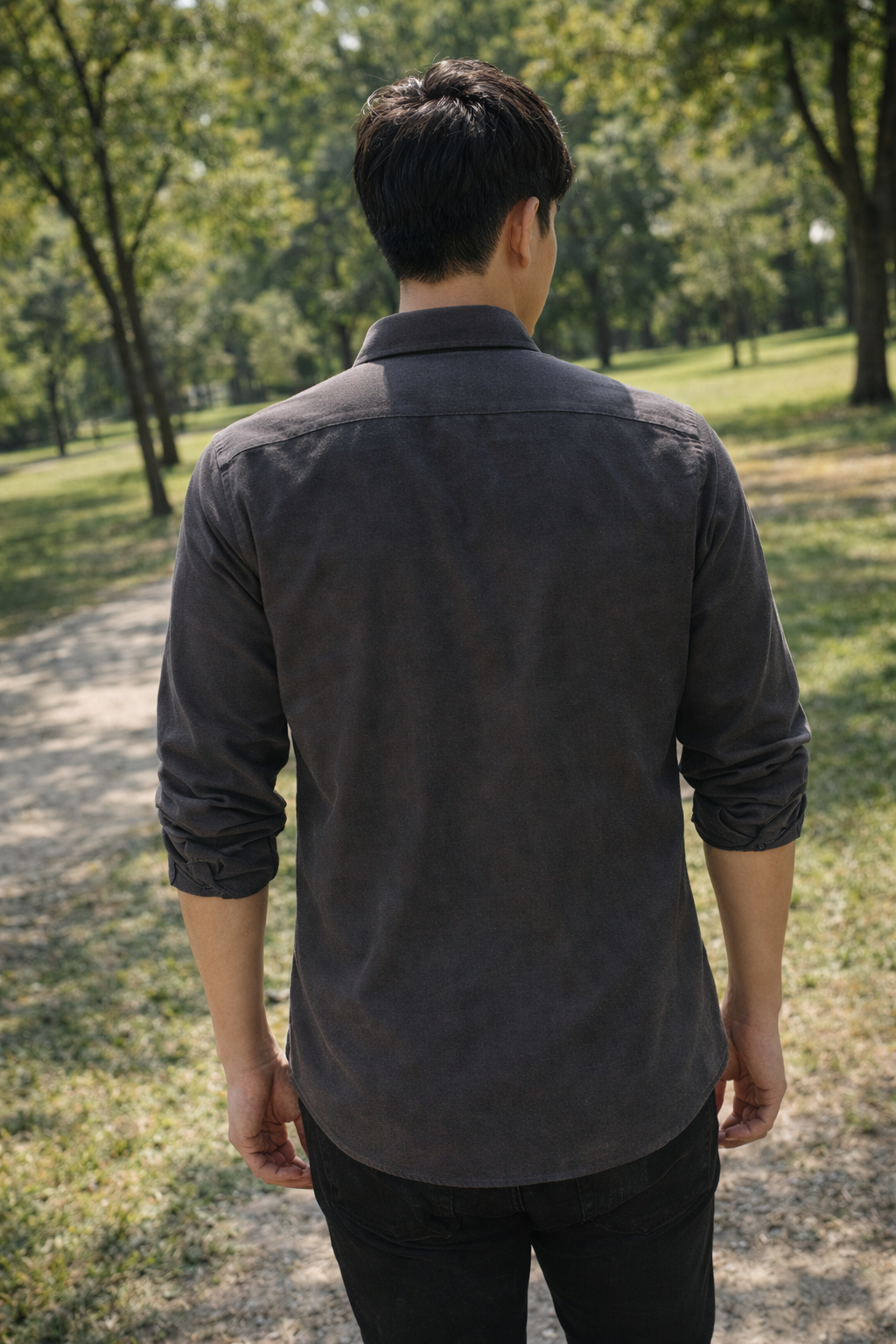 Men's Charcoal Slim Fit Casual Shirt