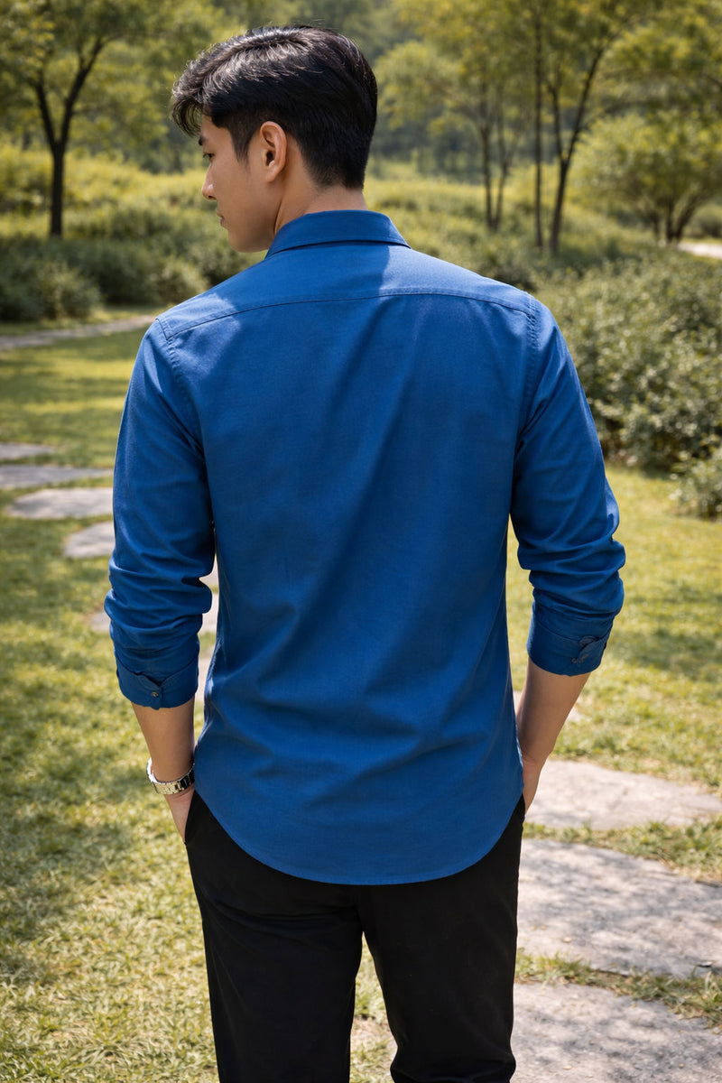 Men's Royal Blue Slim Fit Casual Shirt 8