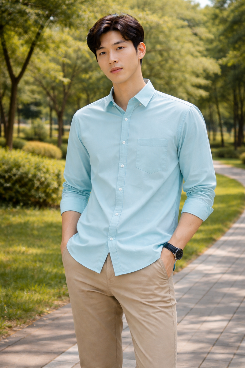 Men's Mint Blue Slim Fit Casual Shirt 3