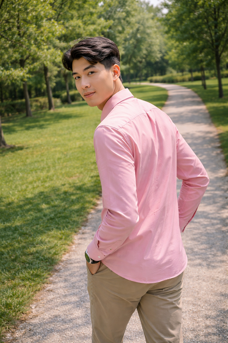 Men's Pink Slim Fit Casual Shirt 3