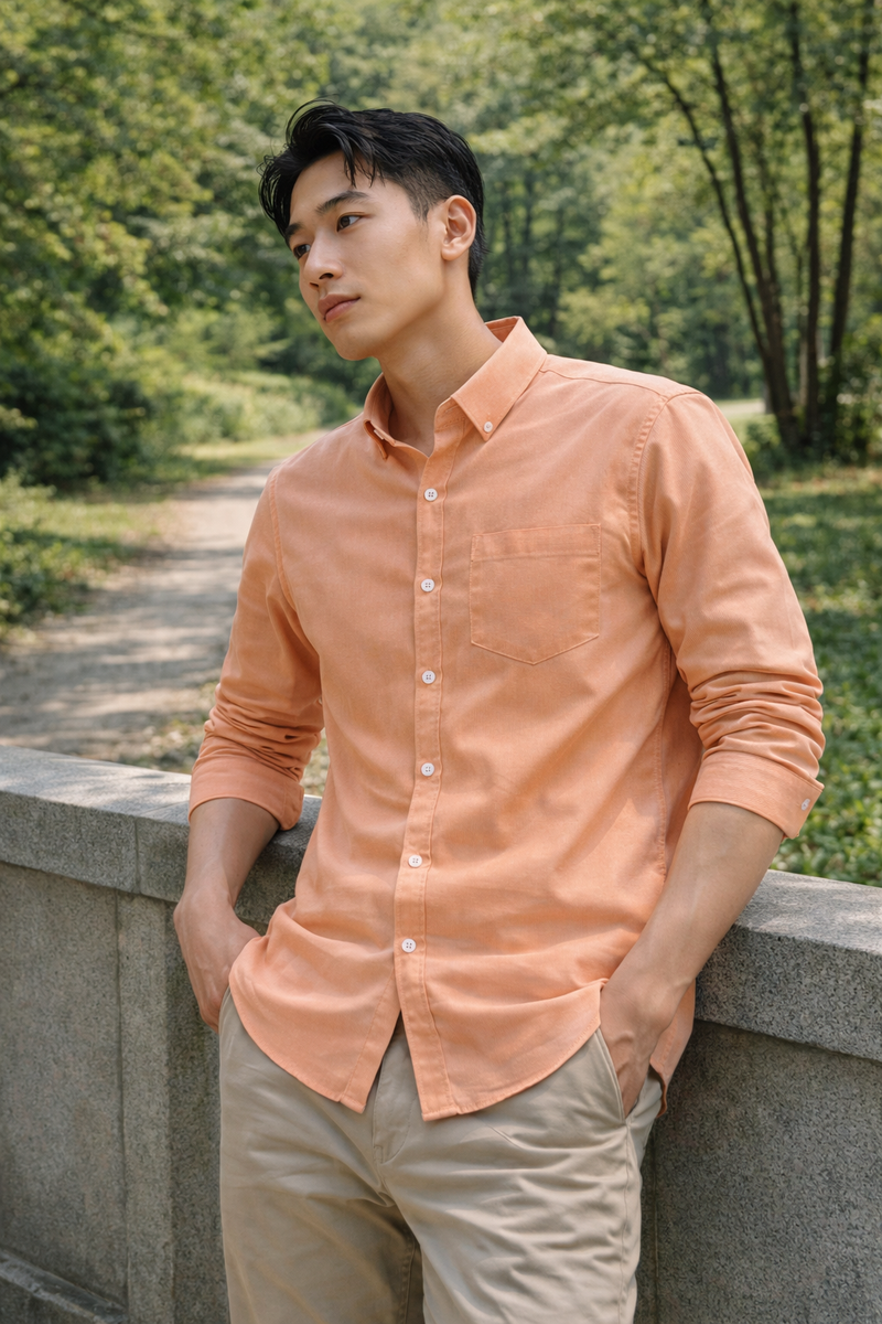 Men's Peach Slim Fit Casual Shirt 8