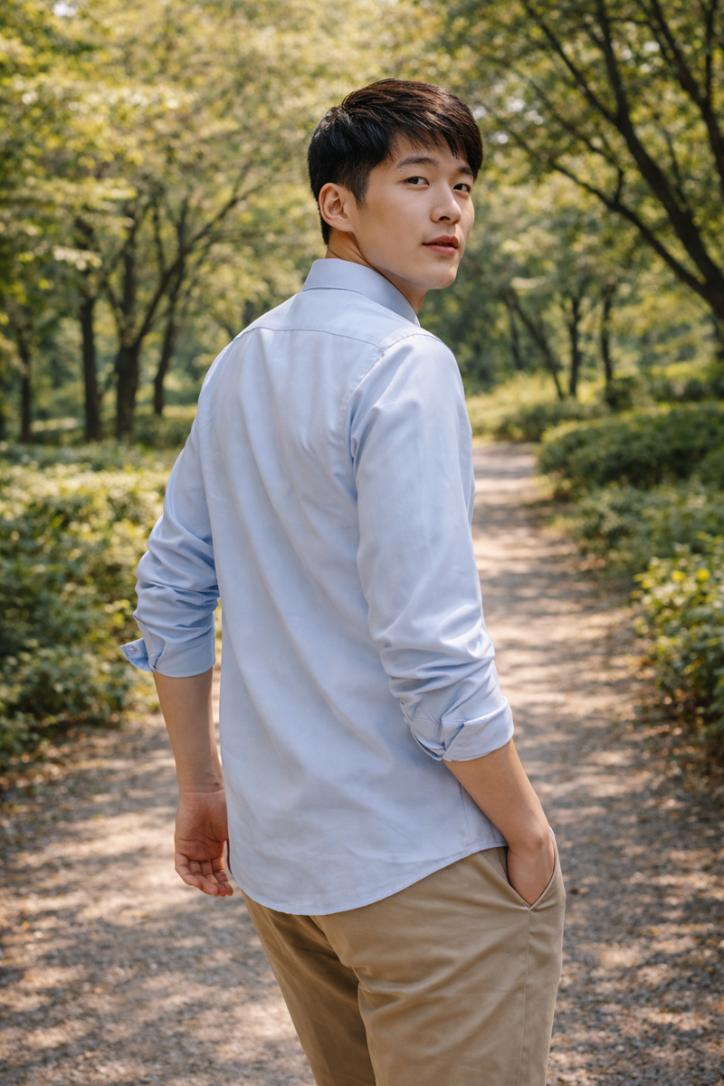 Men's Sky Blue Slim Fit Casual Shirt 4