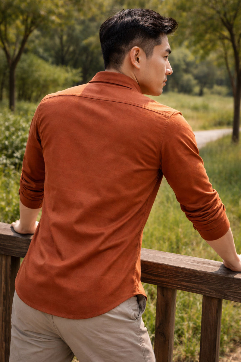 Men's Burnt Orange Slim Fit Casual Shirt 3