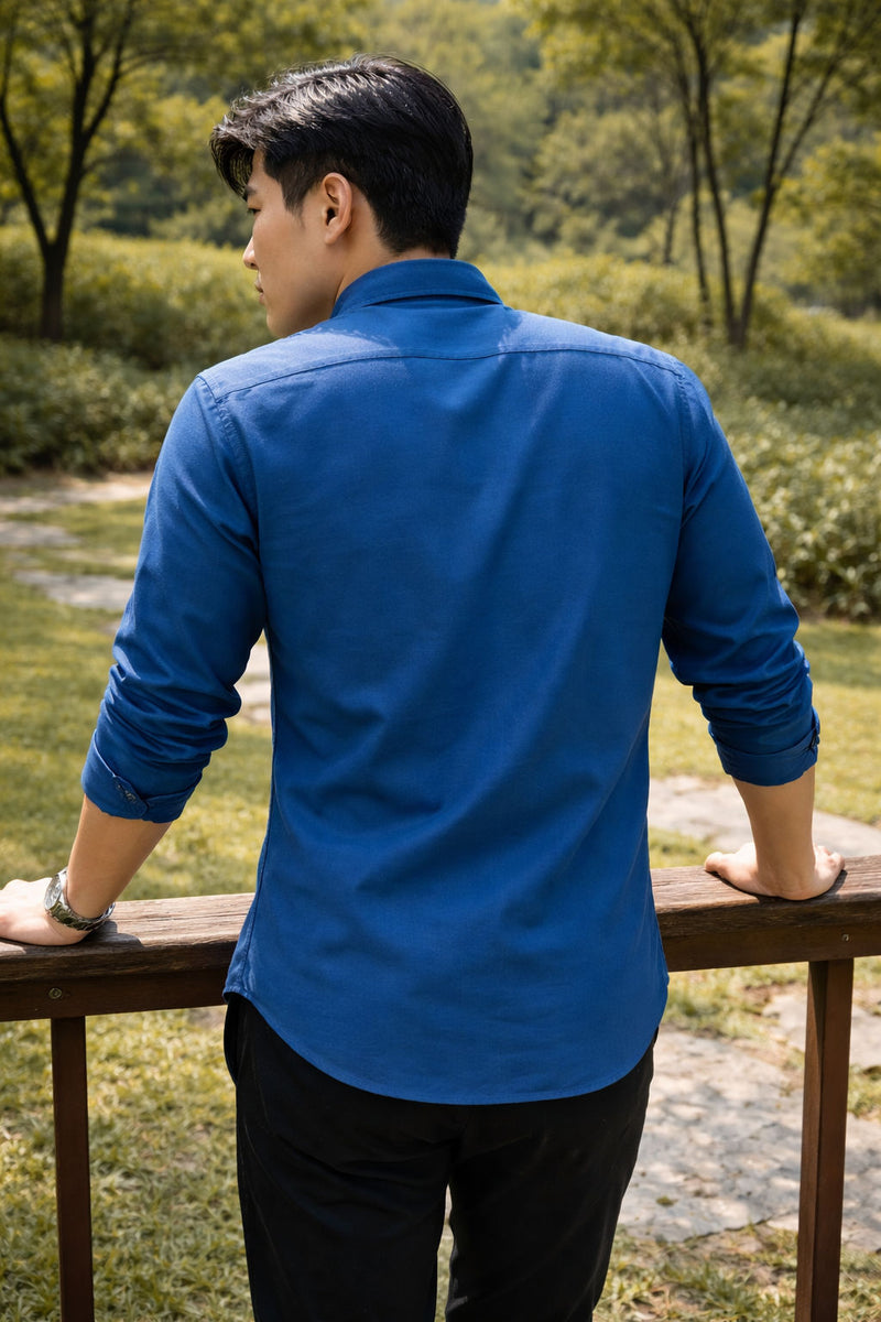 Men's Royal Blue Slim Fit Casual Shirt 6