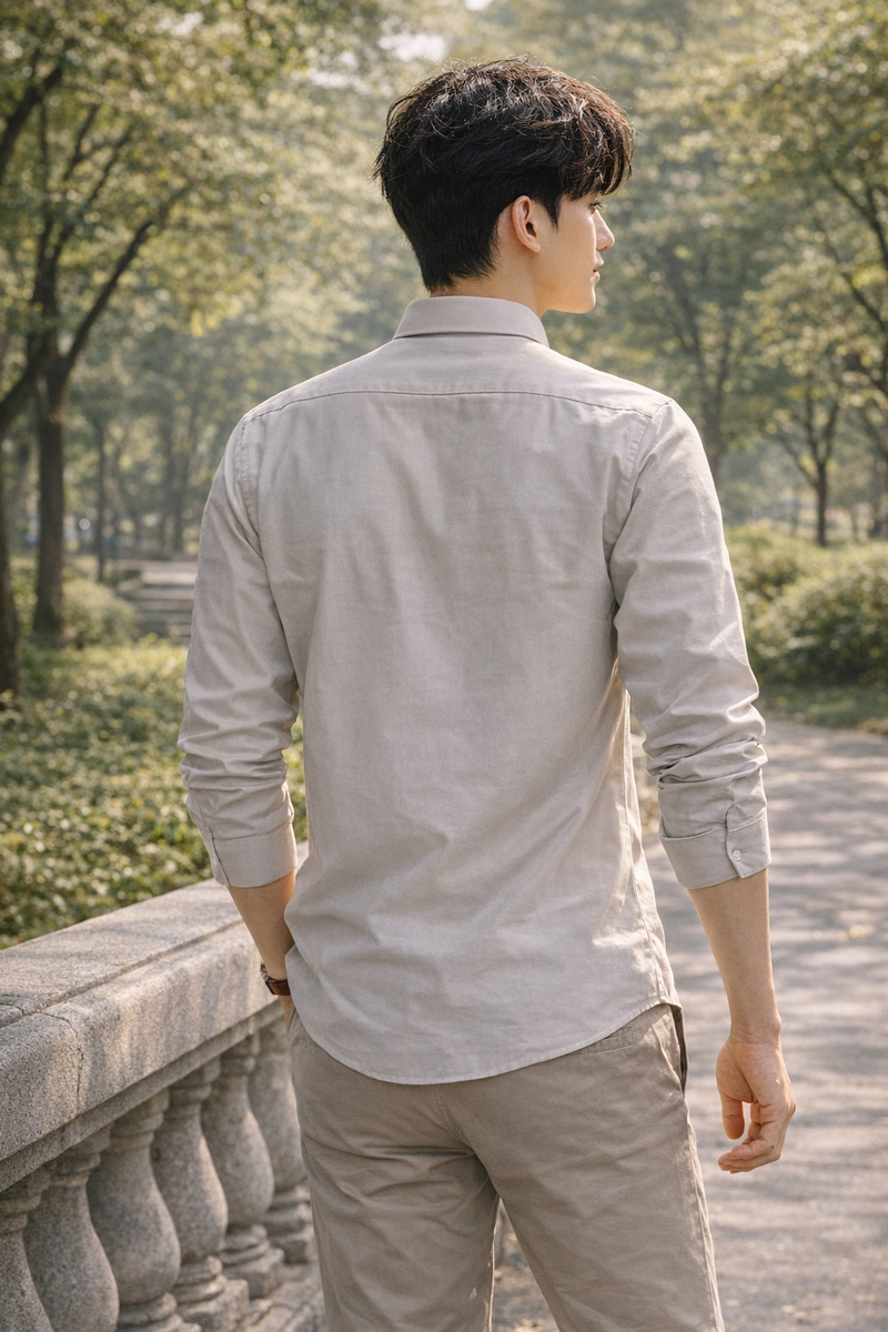 Men's Cream Slim Fit Casual Shirt 5