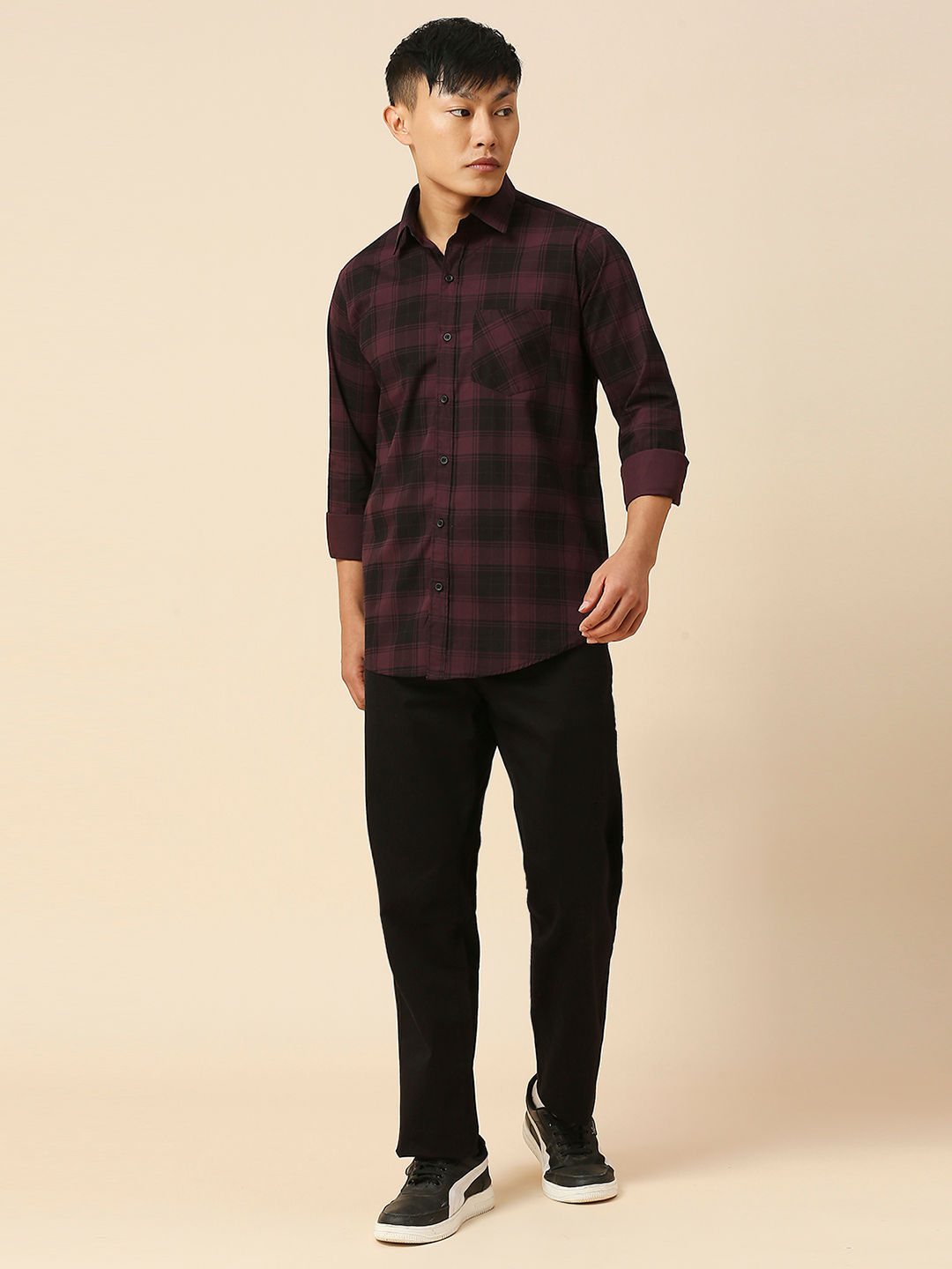 Blissful Cotton Checked Shirt for Men