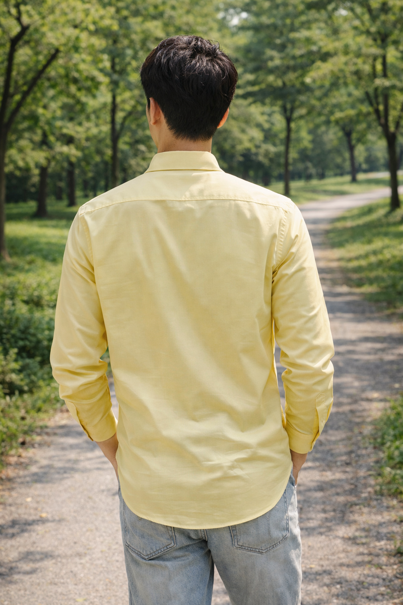 Men's Light Yellow Slim Fit Casual Shirt 9