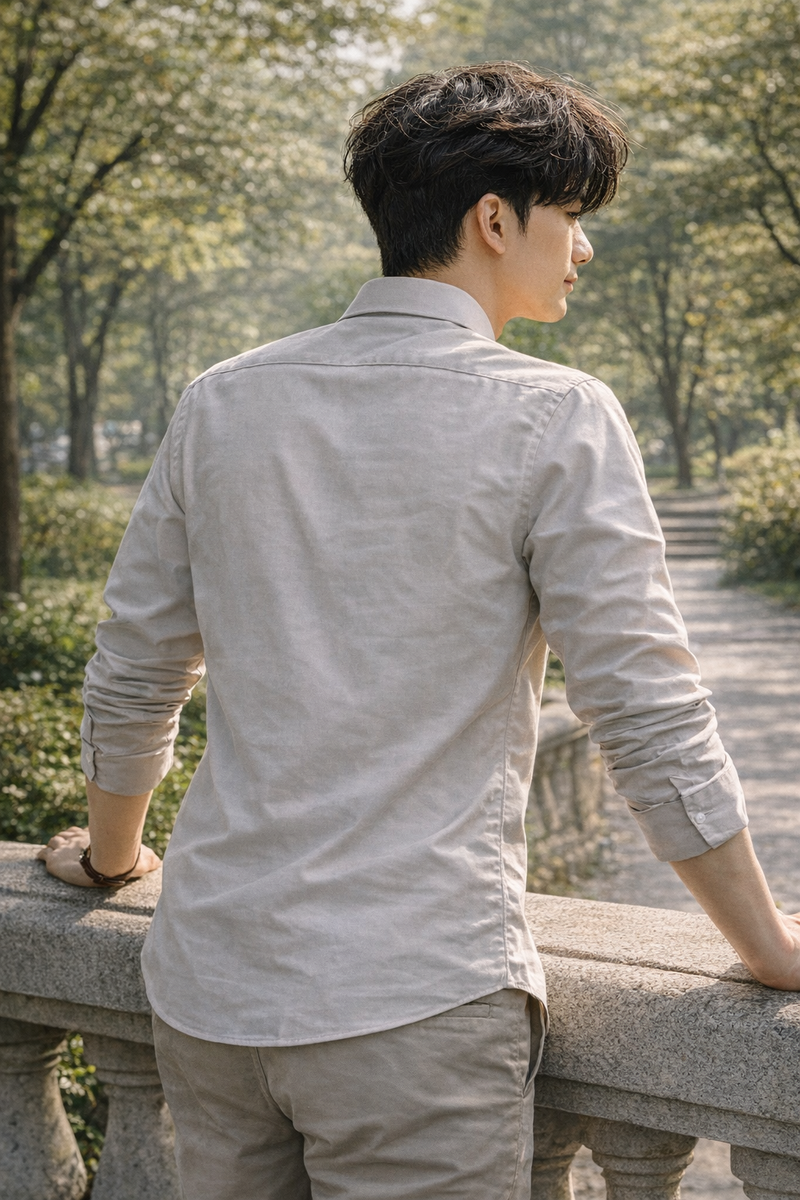 Men's Cream Slim Fit Casual Shirt 6