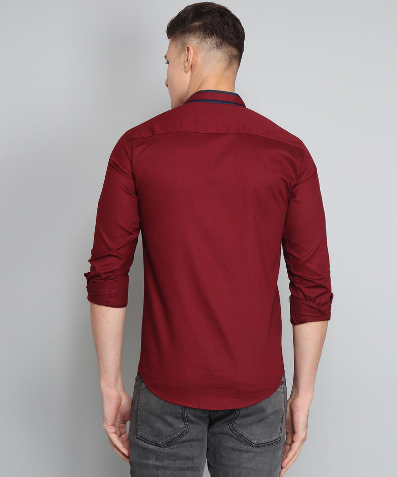 Deep Maroon Cotton Shirt for Men 4