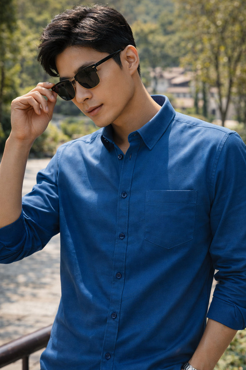 Men's Royal Blue Slim Fit Casual Shirt 1