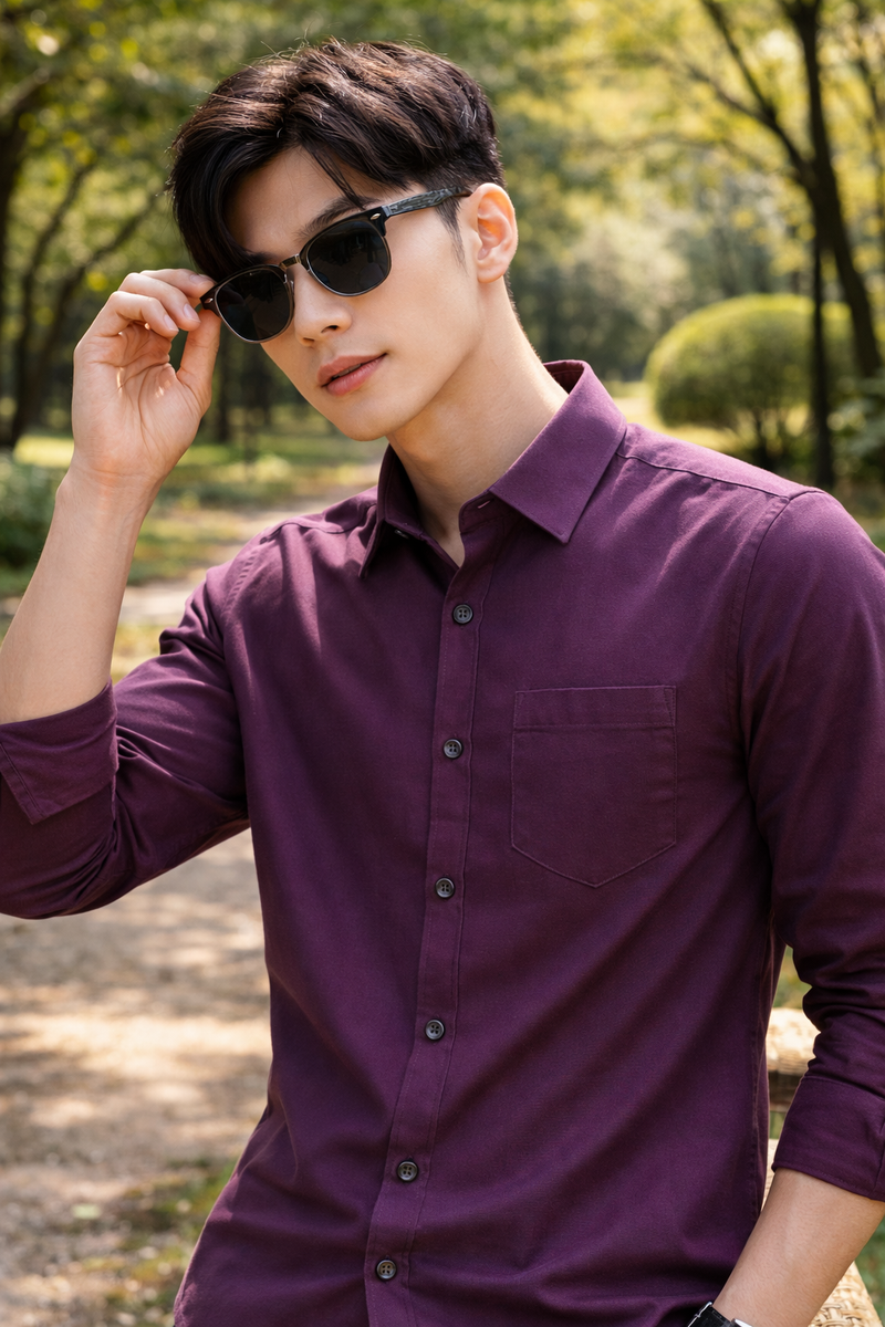 Men's Plum Slim Fit Casual Shirt 3