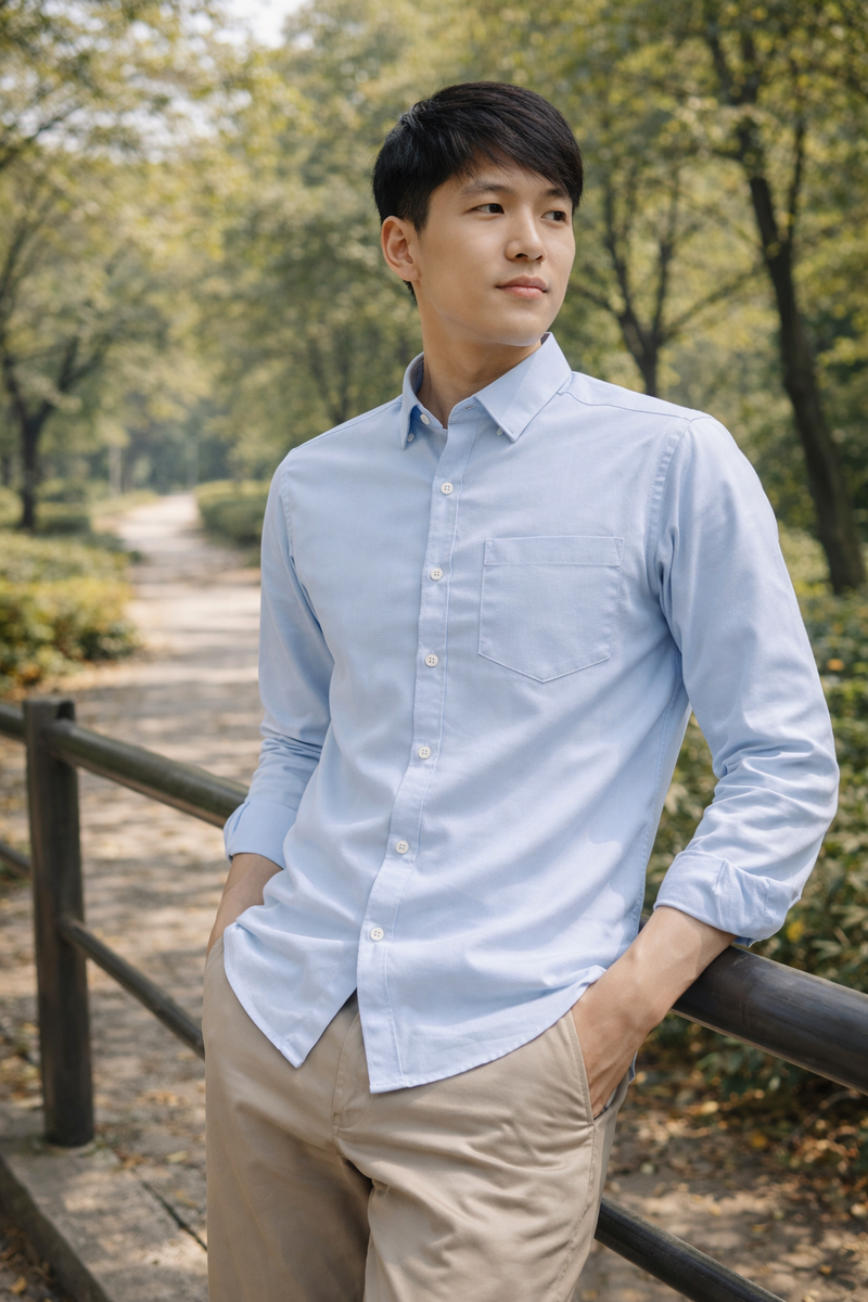 Men's Sky Blue Slim Fit Casual Shirt 1