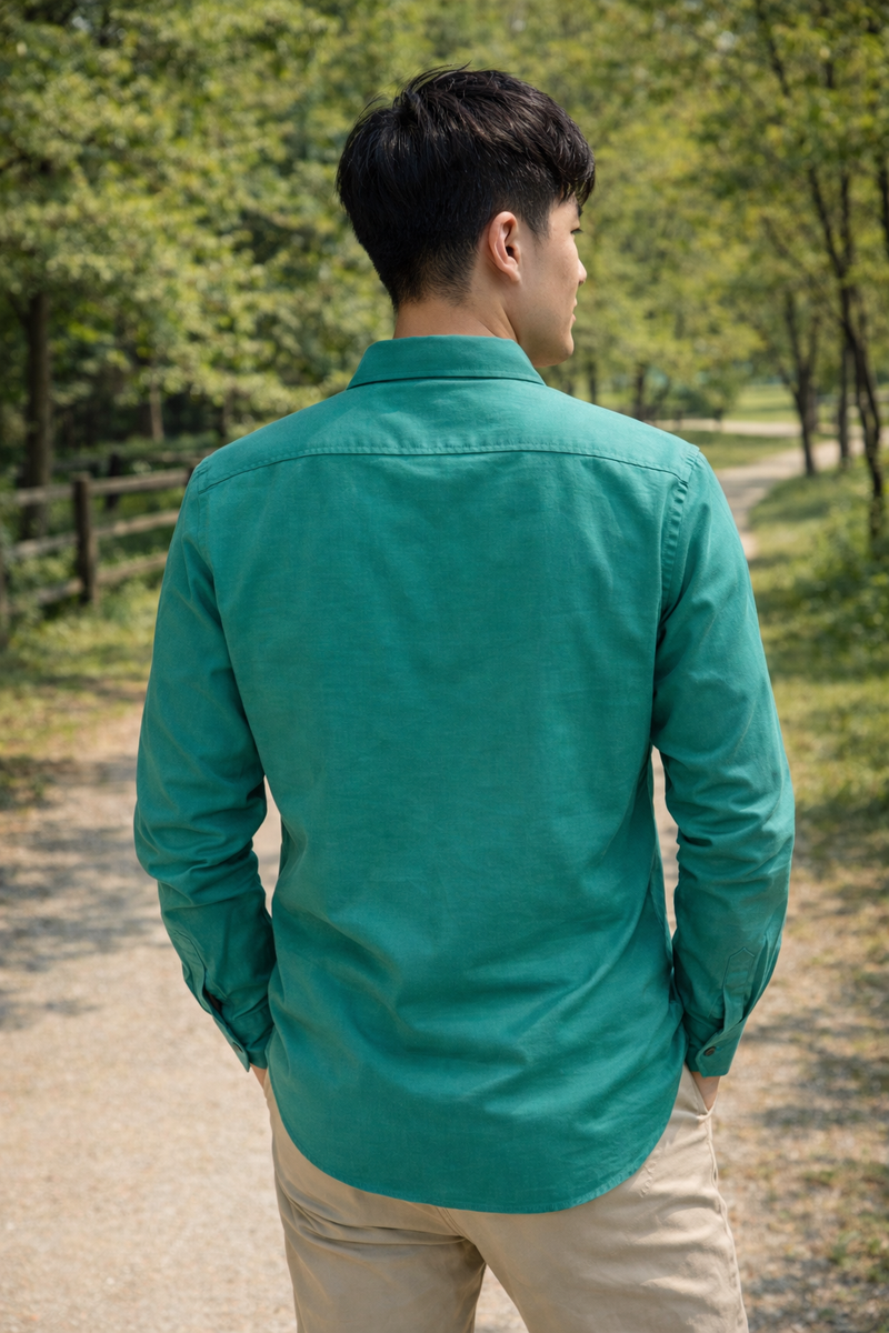 Men's Teal Green Slim Fit Casual Shirt 6