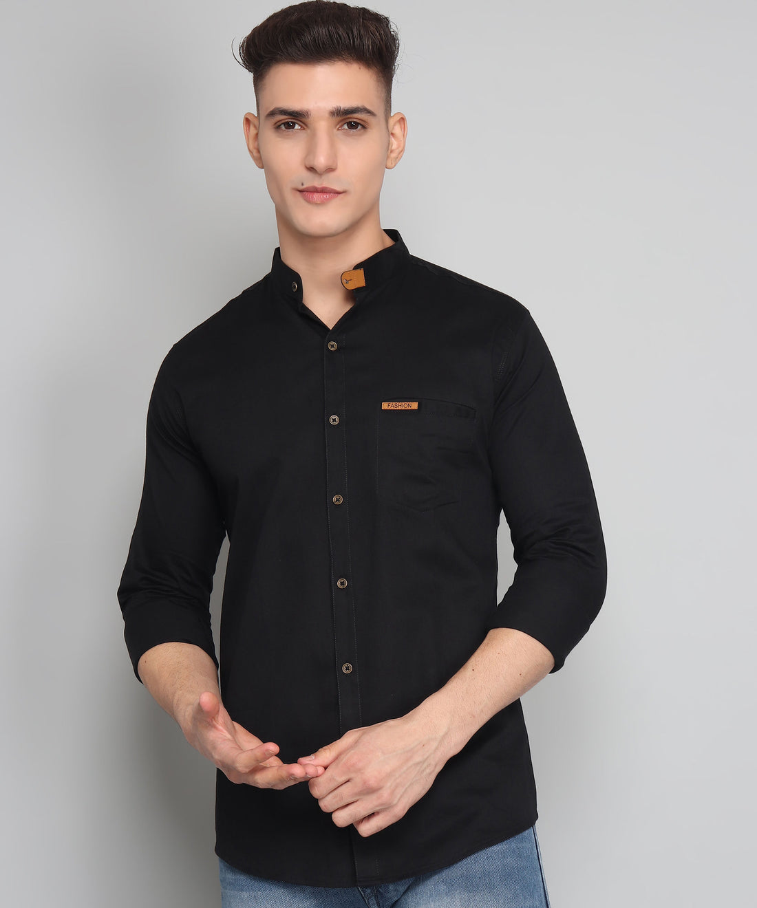 
TryBuy কালো Solid কটন পুরুষদের শার্ট ছবি
