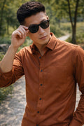 Men's Burnt Orange Slim Fit Casual Shirt