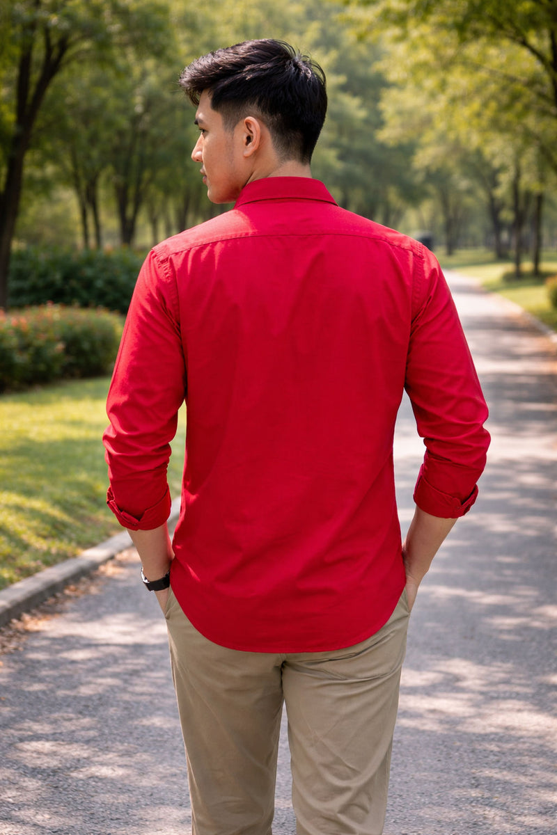 Men's Classical Red Slim Fit Casual Shirt 3