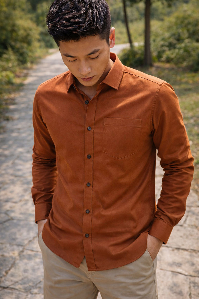 Men's Burnt Orange Slim Fit Casual Shirt 10